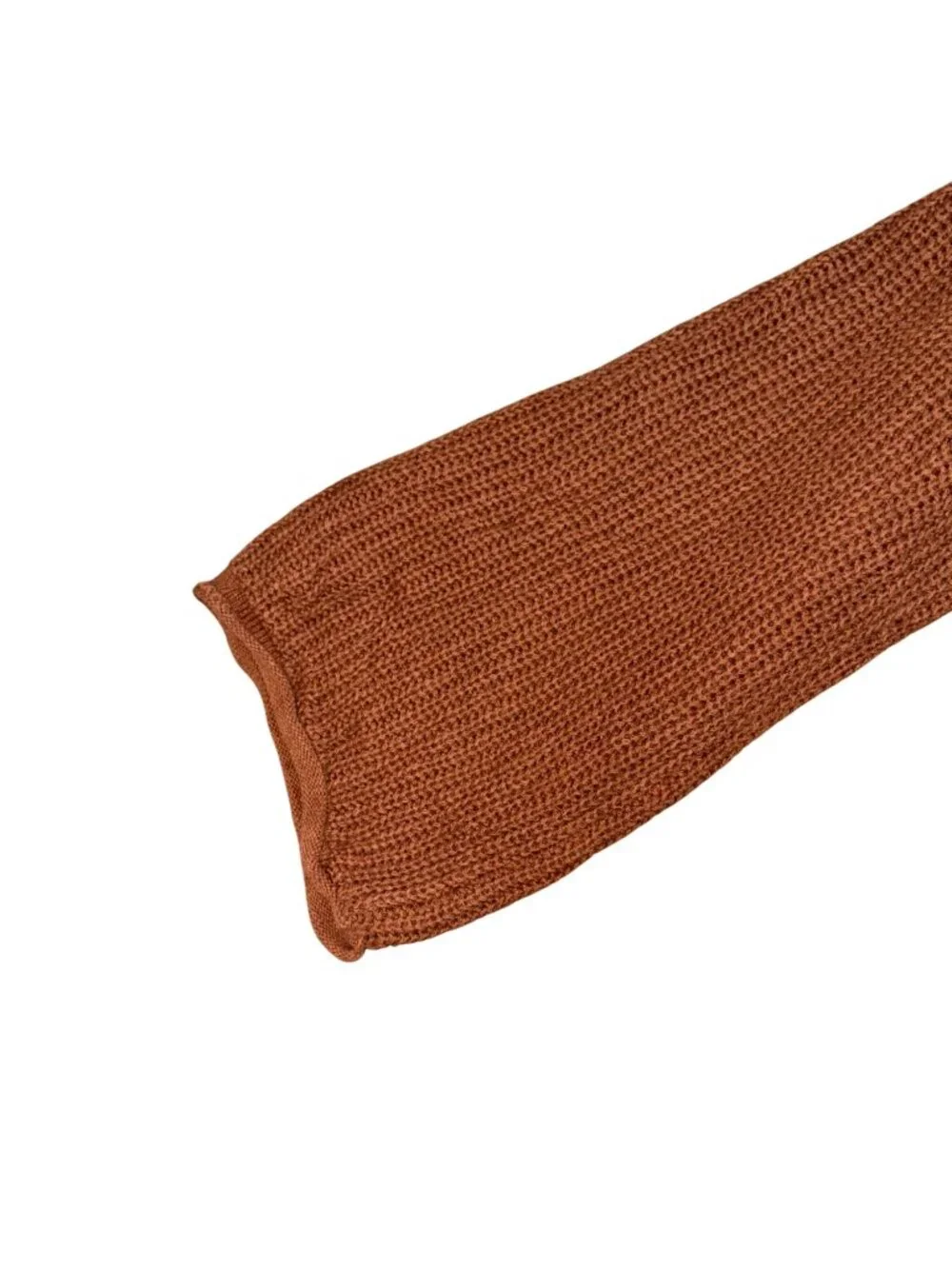 Wild Fable High Neck Ribbed Knit Cropped Sweater-Brown-L-GUC